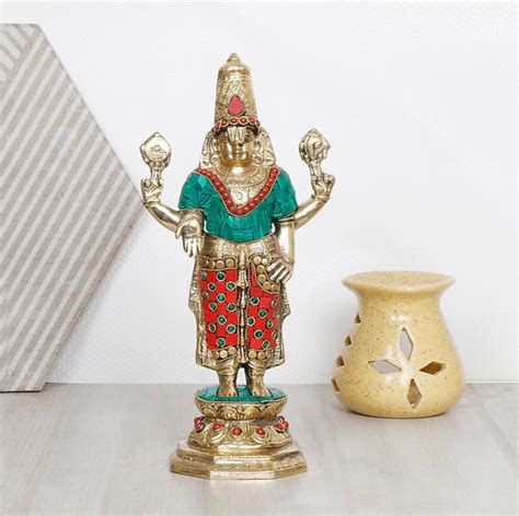 Artvarko Brass Tirupati Balaji Venkateshwara Idol Vishnu Chakra Namah