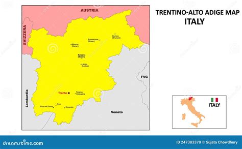 Trentino-Alto Adige Map. State and District Map of Trentino-Alto Adige ...