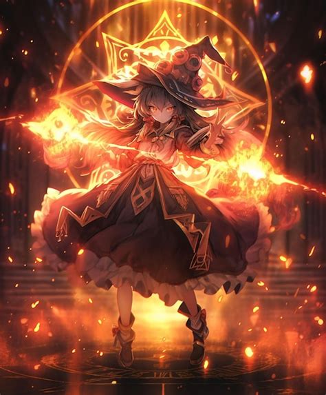 Premium Ai Image Anime Girl Fire Mage