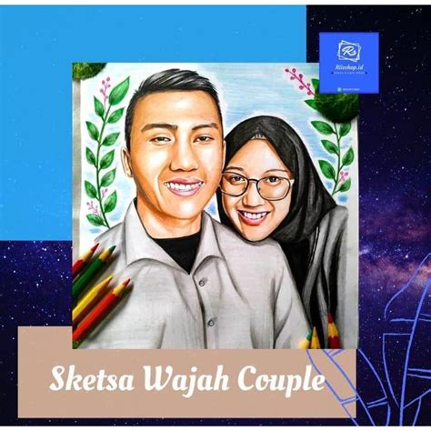 Jual Bingkai Sketsa Wajah Karikatur Lukisan Handmade Berwarna