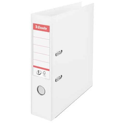 Esselte Premium Plastic Lever Arch Box Files A4 75mm White Unistat