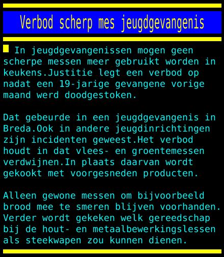 Nos Teletekst On Twitter Verbod Scherp Mes Jeugdgevangenis Https T