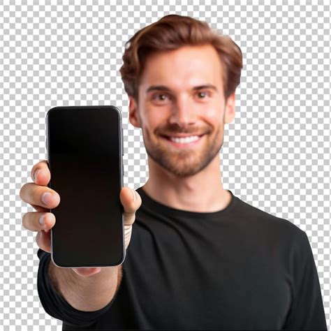 Persona que sostiene un teléfono inteligente con pantalla en blanco png