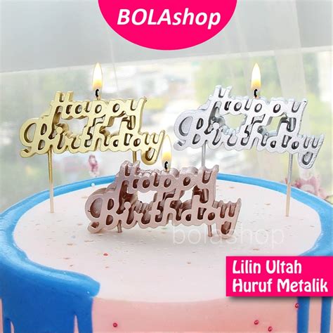 Jual Lilin Huruf Sambung Happy Birthday Metalik Dekorasi Ulang Tahun