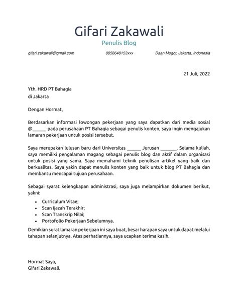 Contoh Surat Lamaran Kerja Tulis Tangan Di Kertas Hvs Contoh Surat Resmi