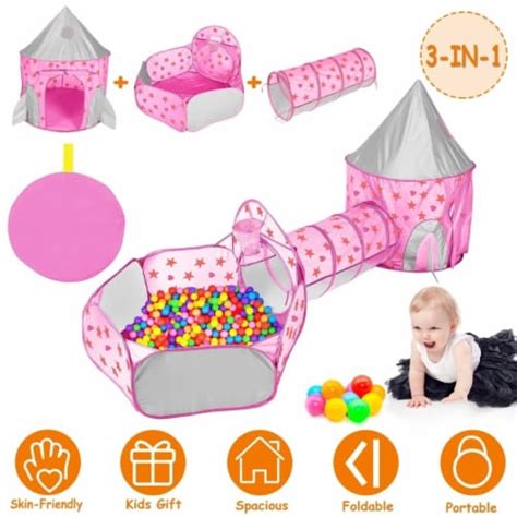 3 In 1 Child Crawl Tunnel Tent Kids Play Tent Ball Pit Set Foldable