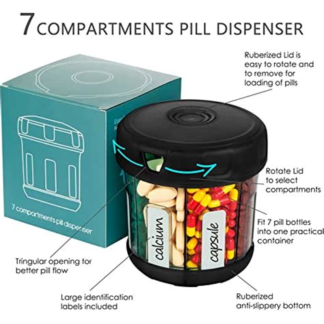 Extra Large Supplement Organizer With XL 7 Compartments TPU Soft Lid