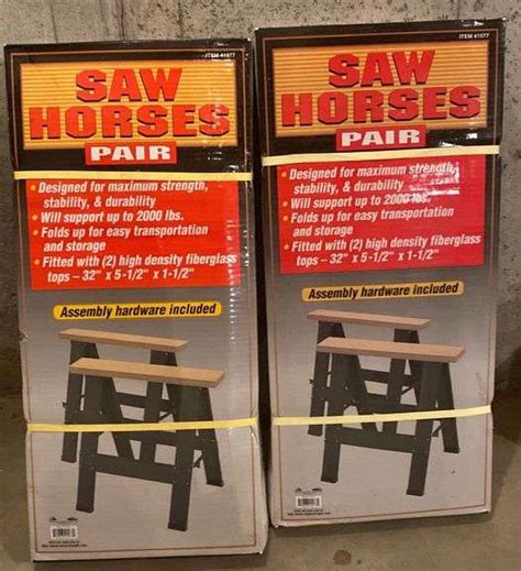 New Items- Two Sets of Harbor Freight Saw Horses - Sherwood Auctions