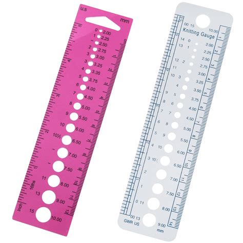 Amazon AYLIFU 2 PCS Plastic Knitting Needle Gauge Ruler Knitting