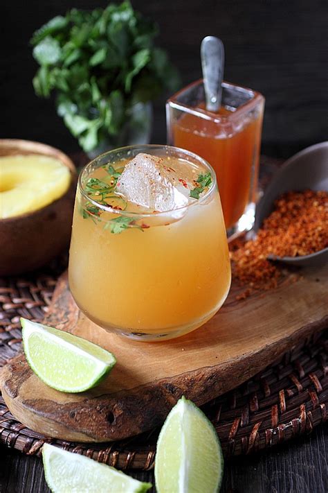 Spicy Roasted Pineapple Cilantro Cocktail Mind Over Batter