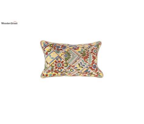 Buy Multicolor Embroidered Cotton Cushion Cover Set Of 1 20 X 12