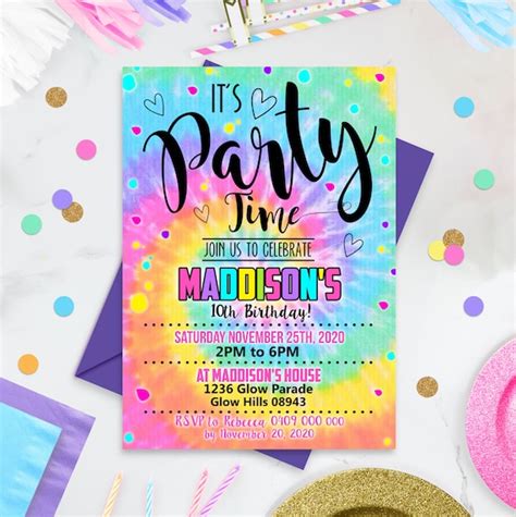 Tie Dye Party Invitation Wording