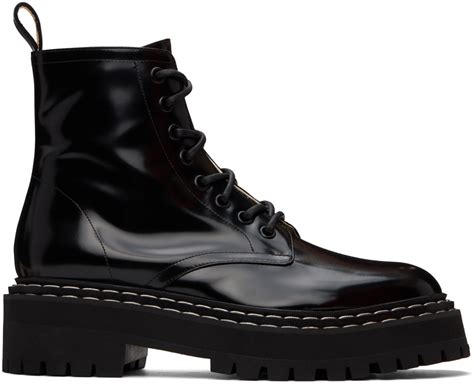 Black Lug Sole Lace Up Boots By Proenza Schouler On Sale