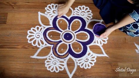 Free Hand Rangoli Designs With Colours For Navratri By Shital Daga