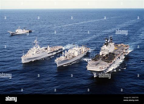 An Aerial Port Bow View Of The Amphibious Assault Ship Uss Saipan Lha