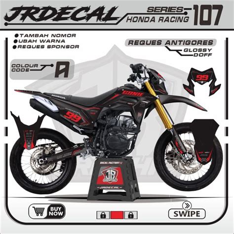 DECAL HONDA CRF 150L HITAM SUPERMOTO FULL BODY KEREN MINIMALIS SIMPLE