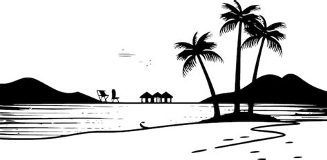 Premium Vector | Beach Background Minimalist and Simple Silhouette Vector illustration