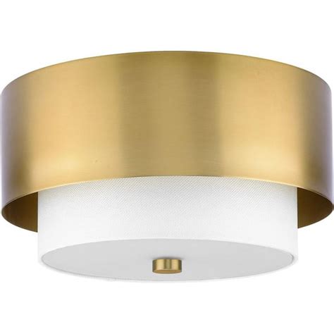 Progress Lighting Silva Collection Two Light Brushed Bronze White Linen