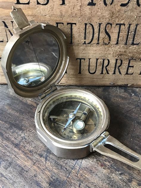 Vintage Stanley London Brass Compass Natural Sine