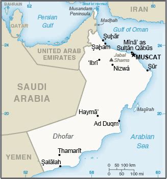 Oman Map Physical Worldometer