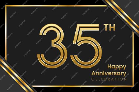 Premium Vector 35th Anniversary Template Design Golden Color Birthday Template Line Art Design