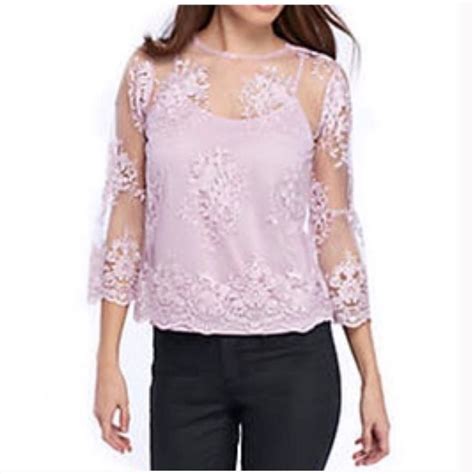 NWT Nanette Lepore Sheer Embroidered Blouse Size Small Lilac Blouse