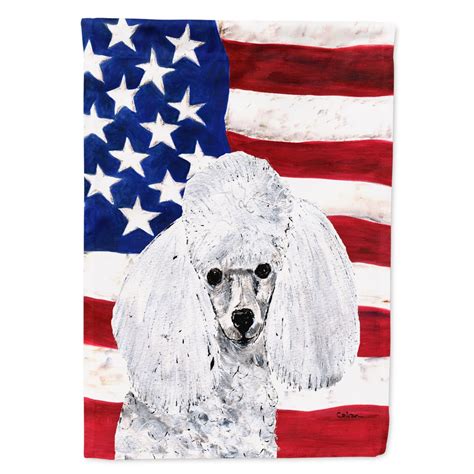 Carolines Treasures SC9629CHF White Toy Poodle With American Flag USA