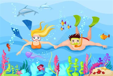 Kids swimming underwater stock vector. Illustration of ocean - 23451441