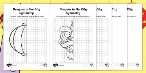 Dragons In The City Chinese New Year Symmetry Worksheets