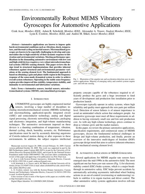 (PDF) Environmentally Robust MEMS Vibratory Gyroscopes for Automotive ...