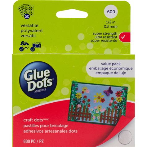 Glue Dots .5 Craft Dot Sheets Value Pack-600 Clear Dots - 634524089618