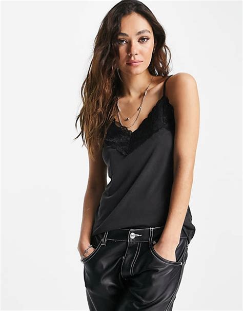 Vero Moda Lace Trim Cami In Black Asos