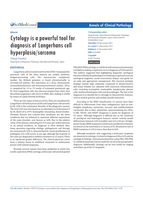 Cytology Is A Powerful Tool For Diagnosis Of Langerhans Cell