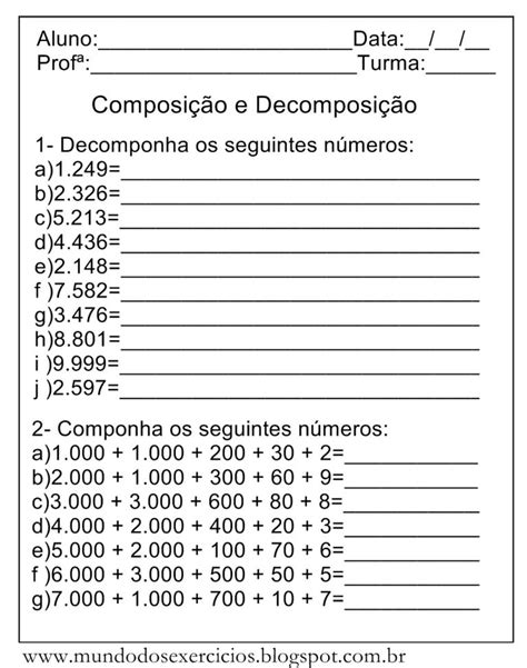 Atividades De Composição E Decomposição SÓ Escola