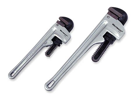 Westward Straight Pipe Wrench Set 2pc Aluminum Natural Jaw Capacity