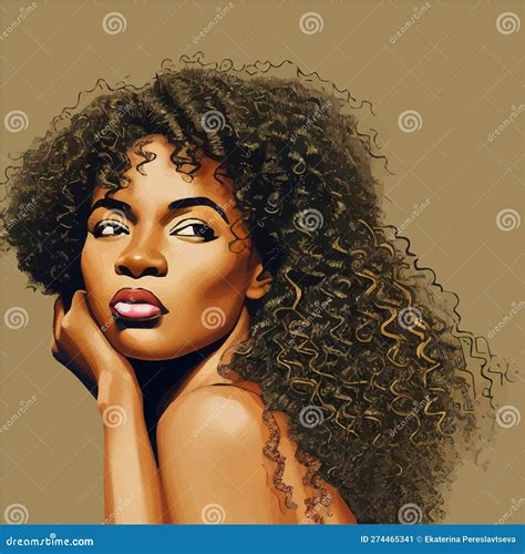 Black Afro African American Girl Woman Lady Vector Illustration