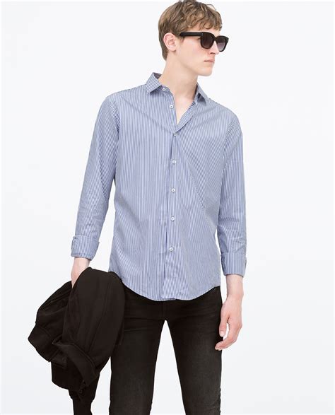 Zara Striped Shirt In Blue For Men Lyst