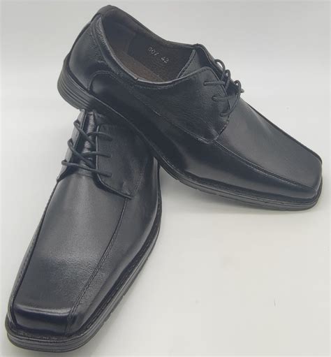 Mens Black Leather Shoes Modern Classic Lace Up Leather Lined