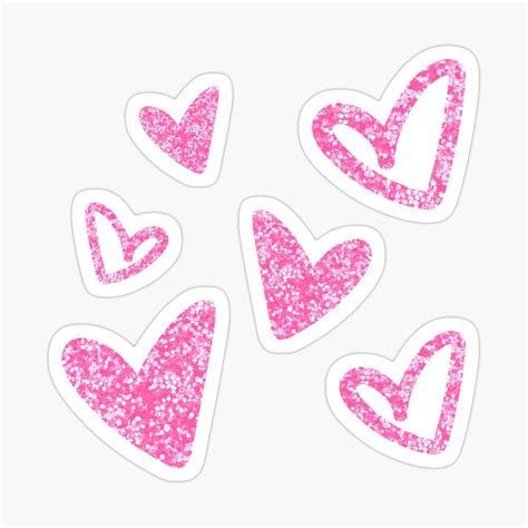 Pink Glitter Hearts Sticker For Sale By Blackibis Glitter Hearts