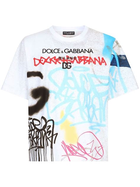 Dolce And Gabbana Graffiti Print Cotton T Shirt Shopstyle Tshirt