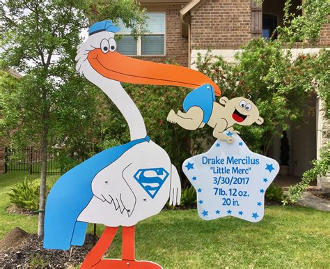 Mr Ft Stork Yard Sign With A Precious Keepsake Star Showing Off The