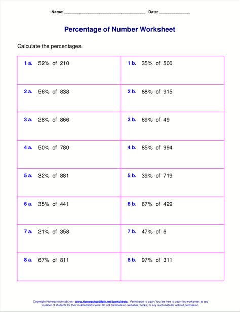 Finding Percent Of A Number Worksheet