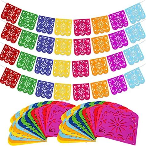 Conjunto De 4 Banderines Mexicanos Para Fiestas Papel Picad Envío Gratis