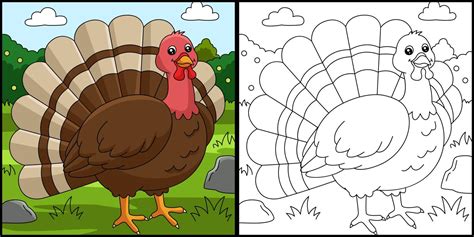 Turkey Coloring Page Colored Illustration 7528408 Vector Art at Vecteezy