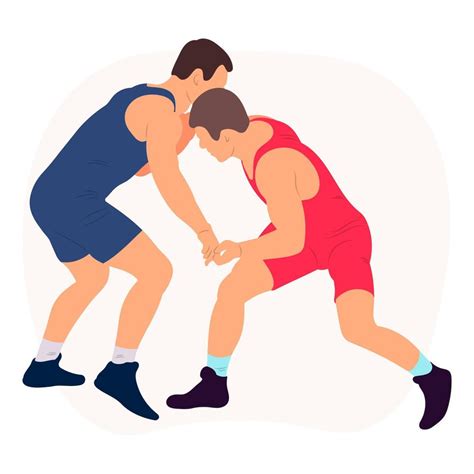 Vector athletes wrestlers in the fight, duel, fight. Figures of strong ...