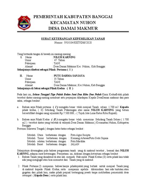 Surat Kepemilikan Tanah Pdf