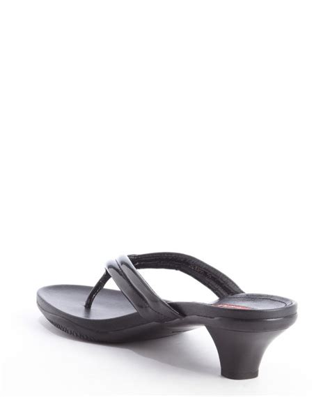 Lyst Prada Black Leather Kitten Heel Thong Strap Sandals In Black