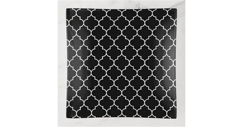 Black And White Latticework Quatrefoil Trellis Trinket Tray Zazzle