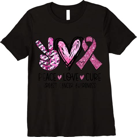 Trends Peace Love Cure Pink Ribbon Cancer Breast Awareness T Shirts