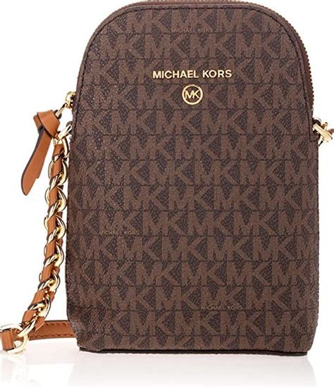 Michael Kors Logo Bag Womens Smartphone Crossbody Dark Brownluggage 32t0gt9c1b 252